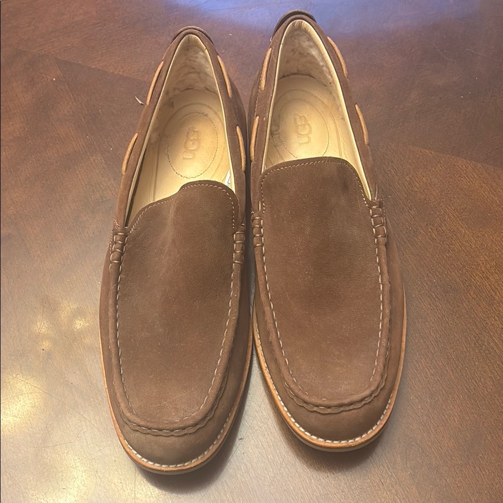 UGG Brown Leather Slip-On Loafers